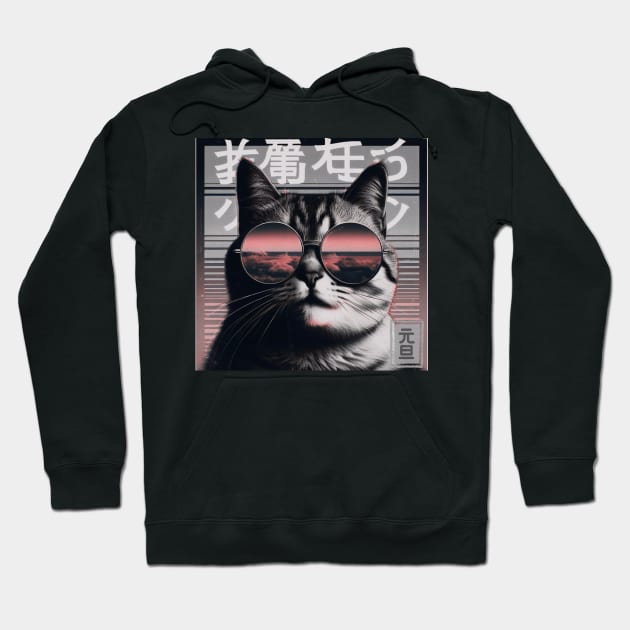 Digital Art: Feline Elegance in Shades of Gray Hoodie by IA.PICTURE